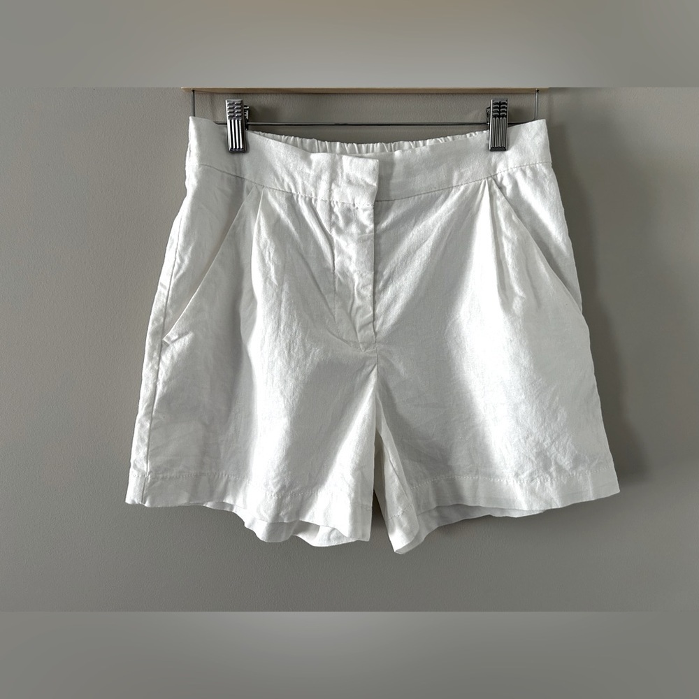 Linen cotton blend Lucky Brand White pleated Shorts Tailored summer Beachy beach